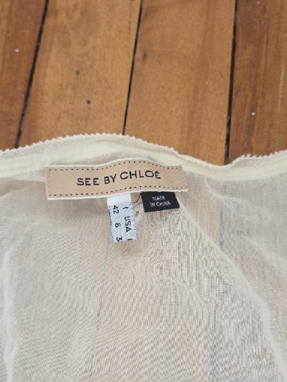 See By Chloe Cream Eyelet Peplum Blouse - Picture 2 of 9